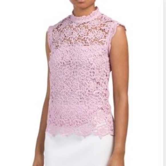 Nanette Lepore Sleeveless High Neck Lace Top Sugar Plum Large NWT - Picture 2 of 2